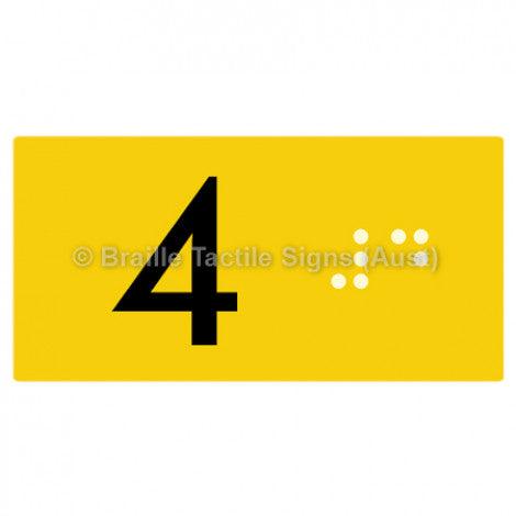 Braille Sign Lift Button Signs (B,G,P,1-10) 4 - Braille Tactile Signs Aust. - BTS189-04-yel - Custom Signs - Fast Shipping - High Quality - Australian Made & Owned