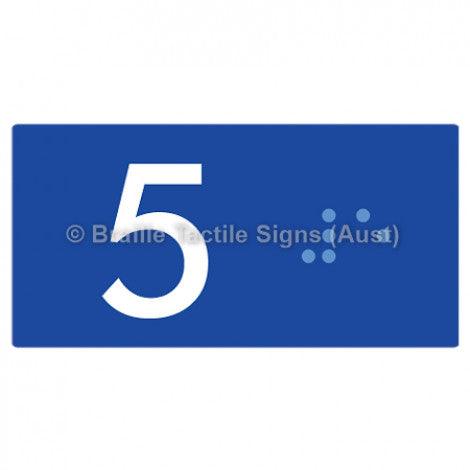 Braille Sign Lift Button Signs (B,G,P,1-10) 5 - Braille Tactile Signs Aust. - BTS189-05-blu - Custom Signs - Fast Shipping - High Quality - Australian Made & Owned