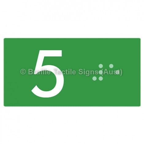 Braille Sign Lift Button Signs (B,G,P,1-10) 5 - Braille Tactile Signs Aust. - BTS189-05-grn - Custom Signs - Fast Shipping - High Quality - Australian Made & Owned