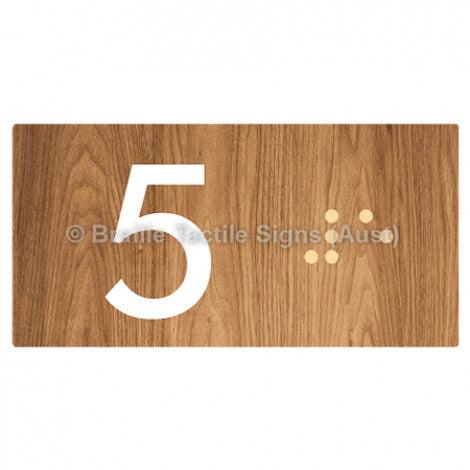 Braille Sign Lift Button Signs (B,G,P,1-10) 5 - Braille Tactile Signs Aust. - BTS189-05-wdg - Custom Signs - Fast Shipping - High Quality - Australian Made & Owned