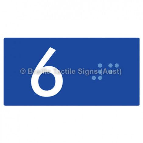 Braille Sign Lift Button Signs (B,G,P,1-10) 6 - Braille Tactile Signs Aust. - BTS189-06-blu - Custom Signs - Fast Shipping - High Quality - Australian Made & Owned