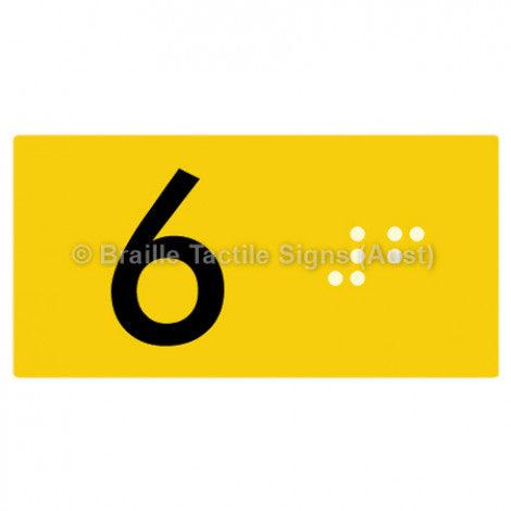 Braille Sign Lift Button Signs (B,G,P,1-10) 6 - Braille Tactile Signs Aust. - BTS189-06-yel - Custom Signs - Fast Shipping - High Quality - Australian Made & Owned