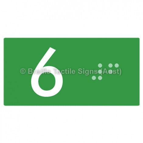 Braille Sign Lift Button Signs (B,G,P,1-10) 6 - Braille Tactile Signs Aust. - BTS189-06-grn - Custom Signs - Fast Shipping - High Quality - Australian Made & Owned