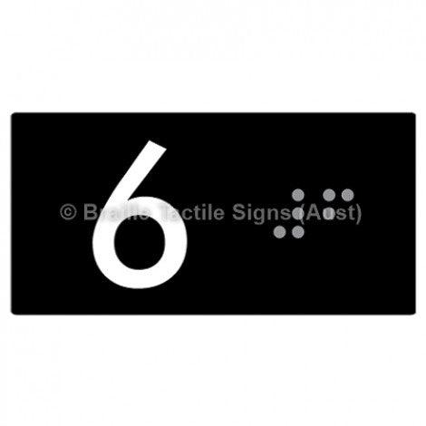 Braille Sign Lift Button Signs (B,G,P,1-10) 6 - Braille Tactile Signs Aust. - BTS189-06-blk - Custom Signs - Fast Shipping - High Quality - Australian Made & Owned