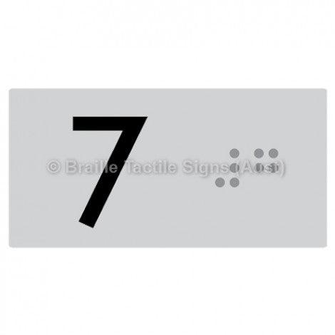 Braille Sign Lift Button Signs (B,G,P,1-10) 7 - Braille Tactile Signs Aust. - BTS189-07-slv - Custom Signs - Fast Shipping - High Quality - Australian Made & Owned
