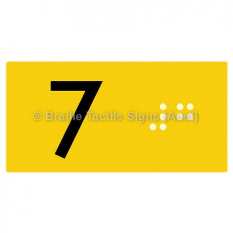 Braille Sign Lift Button Signs (B,G,P,1-10) 7 - Braille Tactile Signs Aust. - BTS189-07-yel - Custom Signs - Fast Shipping - High Quality - Australian Made & Owned