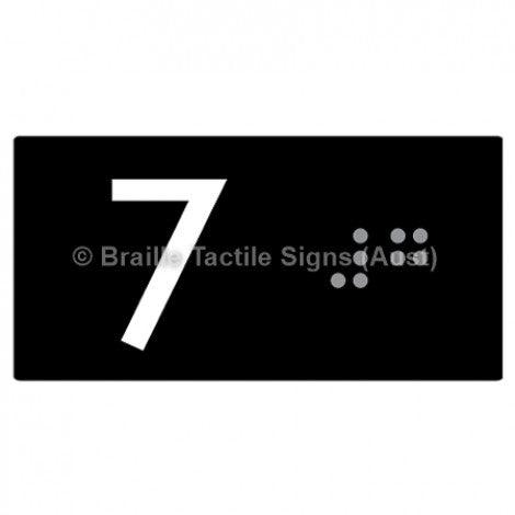 Braille Sign Lift Button Signs (B,G,P,1-10) 7 - Braille Tactile Signs Aust. - BTS189-07-blk - Custom Signs - Fast Shipping - High Quality - Australian Made & Owned