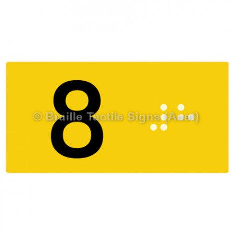 Braille Sign Lift Button Signs (B,G,P,1-10) 8 - Braille Tactile Signs Aust. - BTS189-08-yel - Custom Signs - Fast Shipping - High Quality - Australian Made & Owned