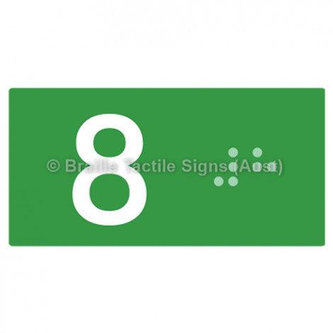 Braille Sign Lift Button Signs (B,G,P,1-10) 8 - Braille Tactile Signs Aust. - BTS189-08-grn - Custom Signs - Fast Shipping - High Quality - Australian Made & Owned