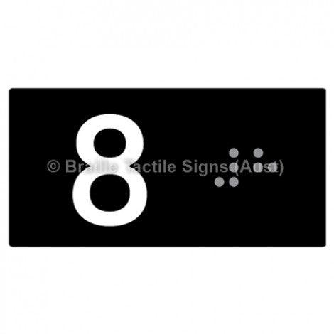 Braille Sign Lift Button Signs (B,G,P,1-10) 8 - Braille Tactile Signs Aust. - BTS189-08-blk - Custom Signs - Fast Shipping - High Quality - Australian Made & Owned