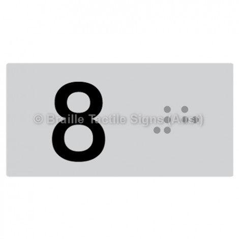 Braille Sign Lift Button Signs (B,G,P,1-10) 8 - Braille Tactile Signs Aust. - BTS189-08-slv - Custom Signs - Fast Shipping - High Quality - Australian Made & Owned