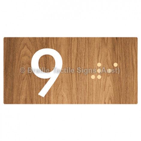 Braille Sign Lift Button Signs (B,G,P,1-10) 9 - Braille Tactile Signs Aust. - BTS189-09-wdg - Custom Signs - Fast Shipping - High Quality - Australian Made & Owned