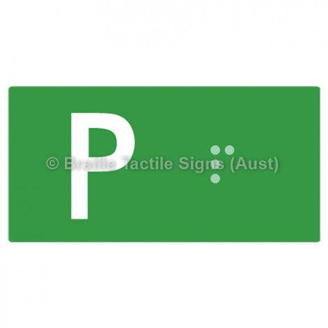 Braille Sign Lift Button Signs (B,G,P,1-10) P - Braille Tactile Signs Aust. - BTS189-P-grn - Custom Signs - Fast Shipping - High Quality - Australian Made & Owned