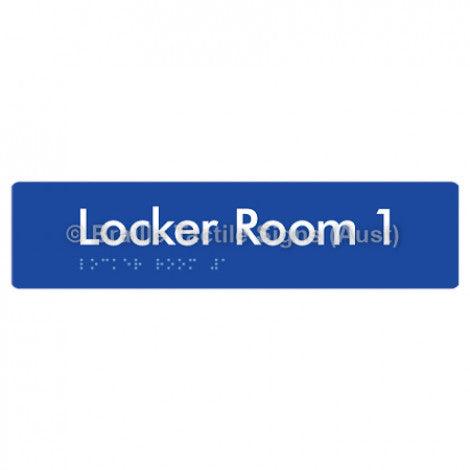 Braille Sign Locker Room 1 - Braille Tactile Signs Aust. - BTS127-01-blu - Custom Signs - Fast Shipping - High Quality - Australian Made & Owned