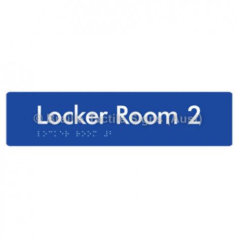 Braille Sign Locker Room 2 - Braille Tactile Signs Aust. - BTS127-02-blu - Custom Signs - Fast Shipping - High Quality - Australian Made & Owned