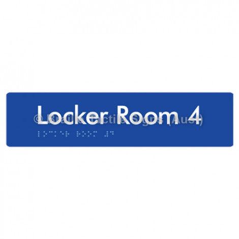 Braille Sign Locker Room 4 - Braille Tactile Signs Aust. - BTS127-04-blu - Custom Signs - Fast Shipping - High Quality - Australian Made & Owned