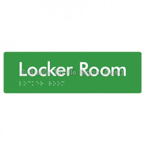 Braille Sign Locker Room - Braille Tactile Signs Aust. - BTS127-grn - Custom Signs - Fast Shipping - High Quality - Australian Made & Owned