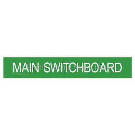 Braille Sign Main Switchboard - Braille Tactile Signs Aust. - BTS136-grn - Custom Signs - Fast Shipping - High Quality - Australian Made & Owned