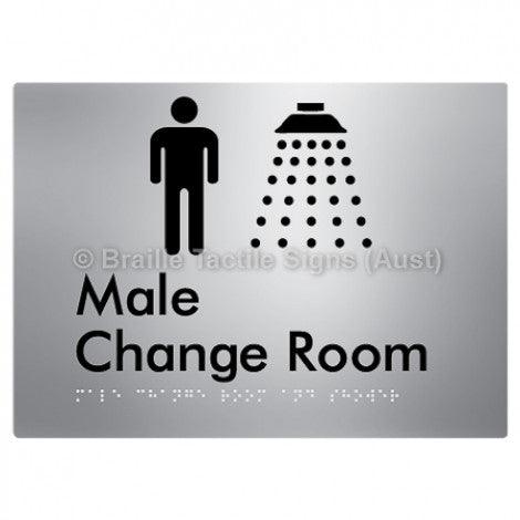 Braille Sign Male Change Room and Shower - Braille Tactile Signs Aust. - BTS375-aliS - Custom Signs - Fast Shipping - High Quality - Australian Made & Owned