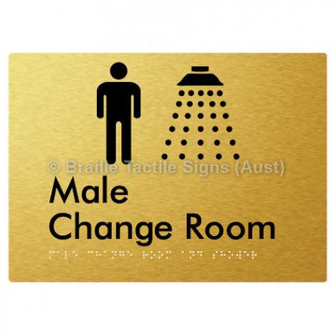 Braille Sign Male Change Room and Shower - Braille Tactile Signs Aust. - BTS375-aliG - Custom Signs - Fast Shipping - High Quality - Australian Made & Owned