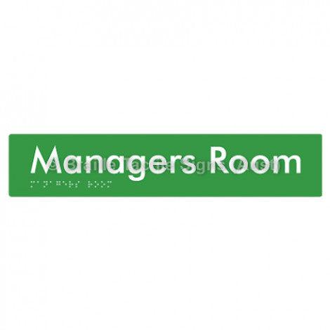 Braille Sign Managers Room - Braille Tactile Signs Aust. - BTS244-grn - Custom Signs - Fast Shipping - High Quality - Australian Made & Owned