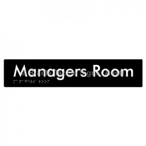 Braille Sign Managers Room - Braille Tactile Signs Aust. - BTS244-blk - Custom Signs - Fast Shipping - High Quality - Australian Made & Owned
