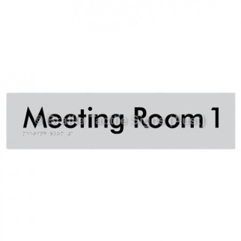 Braille Sign Meeting Room 1 - Braille Tactile Signs Aust. - BTS120-01-slv - Custom Signs - Fast Shipping - High Quality - Australian Made & Owned