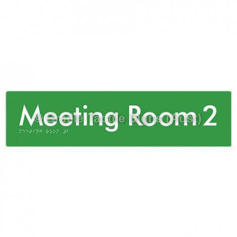 Braille Sign Meeting Room 2 - Braille Tactile Signs Aust. - BTS120-02-grn - Custom Signs - Fast Shipping - High Quality - Australian Made & Owned