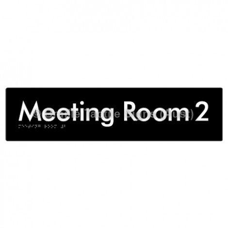 Braille Sign Meeting Room 2 - Braille Tactile Signs Aust. - BTS120-02-blk - Custom Signs - Fast Shipping - High Quality - Australian Made & Owned