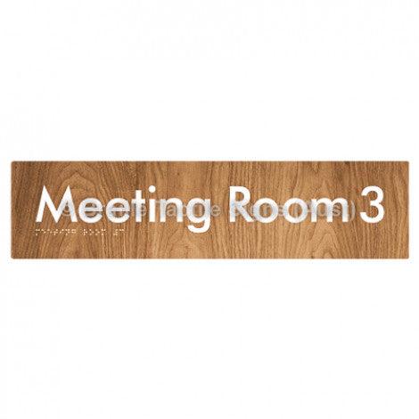 Braille Sign Meeting Room 3 - Braille Tactile Signs Aust. - BTS120-03-wdg - Custom Signs - Fast Shipping - High Quality - Australian Made & Owned