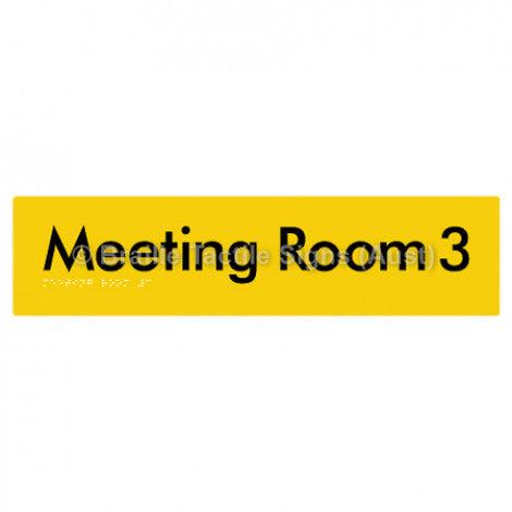 Braille Sign Meeting Room 3 - Braille Tactile Signs Aust. - BTS120-03-yel - Custom Signs - Fast Shipping - High Quality - Australian Made & Owned