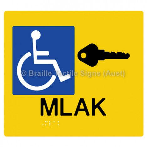 Braille Sign MLAK (Master Locksmith Access Key) - Braille Tactile Signs Aust. - BTS275-yel - Custom Signs - Fast Shipping - High Quality - Australian Made & Owned