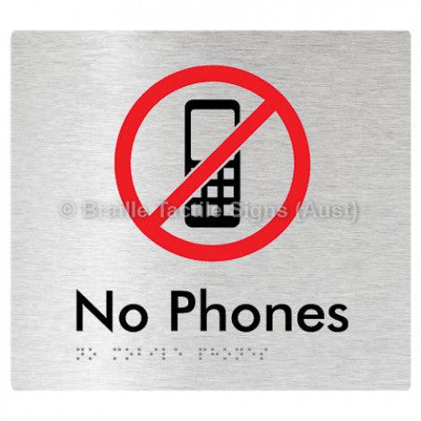 Braille Sign No Mobile Phones - Braille Tactile Signs Aust. - BTS277-aliB - Custom Signs - Fast Shipping - High Quality - Australian Made & Owned