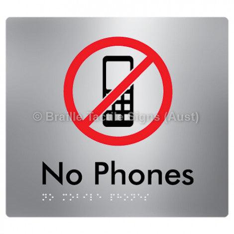 Braille Sign No Mobile Phones - Braille Tactile Signs Aust. - BTS277-aliS - Custom Signs - Fast Shipping - High Quality - Australian Made & Owned