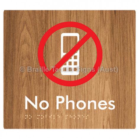 Braille Sign No Mobile Phones - Braille Tactile Signs Aust. - BTS277-wdg - Custom Signs - Fast Shipping - High Quality - Australian Made & Owned
