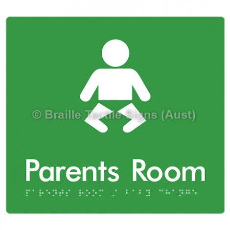 Braille Sign Parents Room/Baby Change - Braille Tactile Signs Aust. - BTS71-grn - Custom Signs - Fast Shipping - High Quality - Australian Made & Owned
