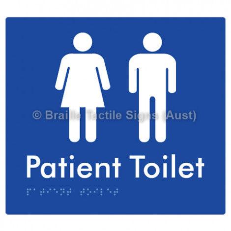 Braille Sign Patient Toilet - Braille Tactile Signs Aust. - BTS75-blu - Custom Signs - Fast Shipping - High Quality - Australian Made & Owned