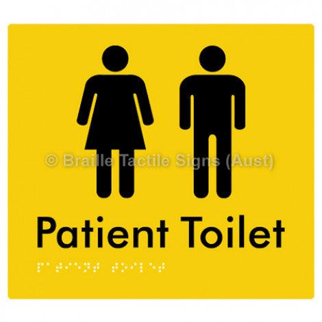 Braille Sign Patient Toilet - Braille Tactile Signs Aust. - BTS75-yel - Custom Signs - Fast Shipping - High Quality - Australian Made & Owned