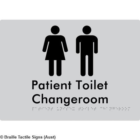Braille Sign Patient Unisex Toilet Changeroom - Braille Tactile Signs Aust. - BTS102-slv - Custom Signs - Fast Shipping - High Quality - Australian Made & Owned