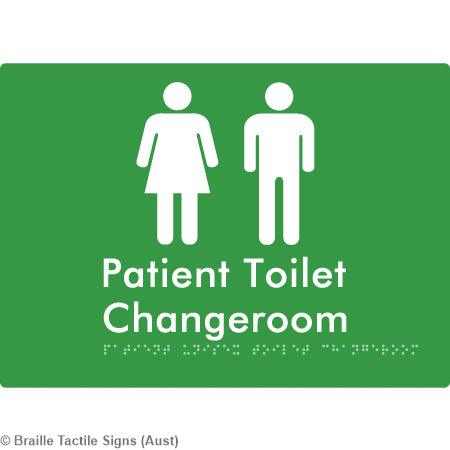 Braille Sign Patient Unisex Toilet Changeroom - Braille Tactile Signs Aust. - BTS102-grn - Custom Signs - Fast Shipping - High Quality - Australian Made & Owned