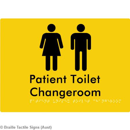 Braille Sign Patient Unisex Toilet Changeroom - Braille Tactile Signs Aust. - BTS102-yel - Custom Signs - Fast Shipping - High Quality - Australian Made & Owned