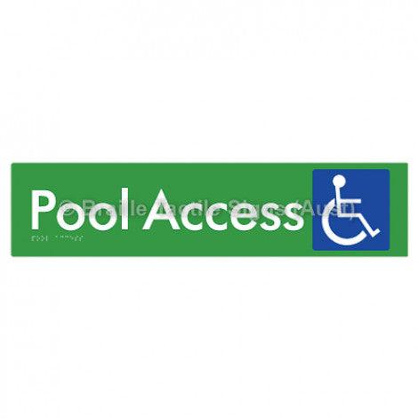 Braille Sign Pool Access - Braille Tactile Signs Aust. - BTS170-grn - Custom Signs - Fast Shipping - High Quality - Australian Made & Owned