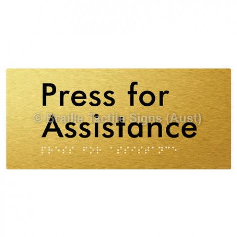 Braille Sign Press for Assistance - Braille Tactile Signs Aust. - BTS165-aliG - Custom Signs - Fast Shipping - High Quality - Australian Made & Owned