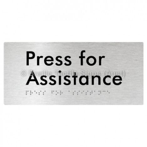 Braille Sign Press for Assistance - Braille Tactile Signs Aust. - BTS165-aliB - Custom Signs - Fast Shipping - High Quality - Australian Made & Owned