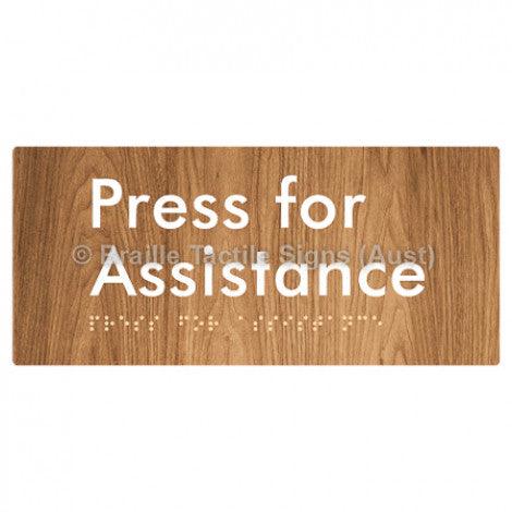 Braille Sign Press for Assistance - Braille Tactile Signs Aust. - BTS165-wdg - Custom Signs - Fast Shipping - High Quality - Australian Made & Owned