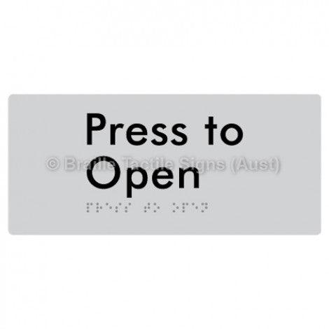 Braille Sign Press to Open - Braille Tactile Signs Aust. - BTS164-blu - Custom Signs - Fast Shipping - High Quality - Australian Made & Owned