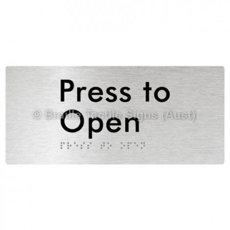 Braille Sign Press to Open - Braille Tactile Signs Aust. - BTS164-aliB - Custom Signs - Fast Shipping - High Quality - Australian Made & Owned
