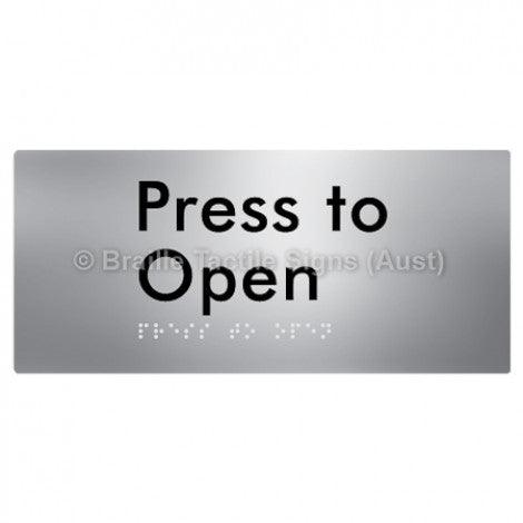 Braille Sign Press to Open - Braille Tactile Signs Aust. - BTS164-aliS - Custom Signs - Fast Shipping - High Quality - Australian Made & Owned