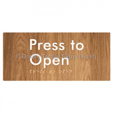 Braille Sign Press to Open - Braille Tactile Signs Aust. - BTS164-wdg - Custom Signs - Fast Shipping - High Quality - Australian Made & Owned