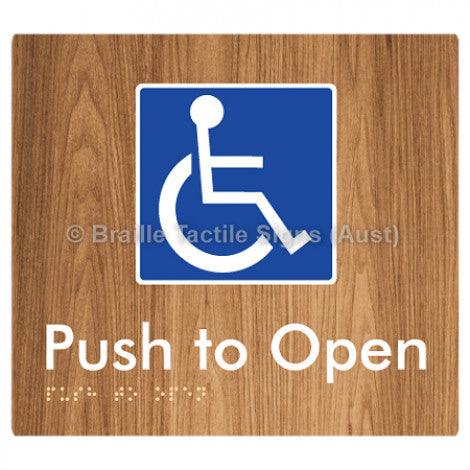 Braille Sign Push to Open - Braille Tactile Signs Aust. - BTS242-wdg - Custom Signs - Fast Shipping - High Quality - Australian Made & Owned